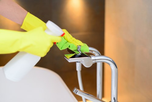 After builders cleaning team preparing an EC2 property for handover