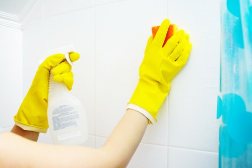 Cleaner preparing a tidy living room in EC2
